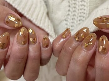 ハートホログラム埋め込みネイル