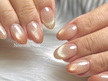ヌーベルネイル(Nouvelle Nail)/マグネットフレンチ×グラデ