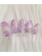 グレイスアンドコー(grace&co.)/パープルフラワーネイル