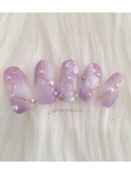 グレイスアンドコー(grace&co.)/パープルフラワーネイル