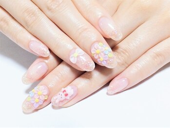 ネイルコレクション ピンク(Nail Collection Pink)/ジェル放題★3Dうさぎ＆フラワー
