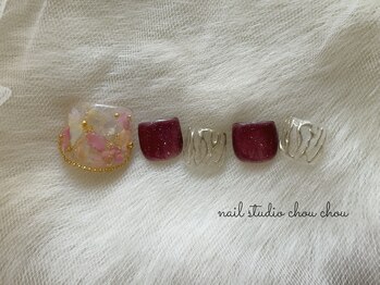 ネイルアンドアイラッシュスタジオ シュシュ(chouchou)/秋フットネイル