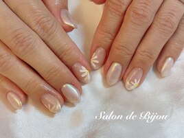 オーロラフレンチ×フラワーnail