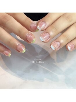 リッシュ ドゥ(RICHE deux)/パステルフレンチ×チークネイル