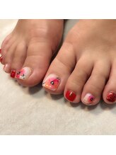 キャプラスネイル ミュウ(CAPLUS NAIL Mew)/お花フットネイル