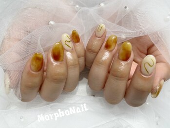 モルフォネイル(Morpho nail)/#ブラウン#ニュアンス#大理石