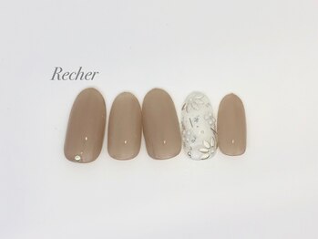 ネイルサロンリシェ 烏丸御池(Recher)/ベージュ×フラワー
