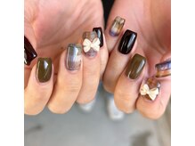 マノン 北堀江(Manon)/チェック×リボンネイル