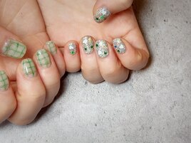 アシンメトリー夏ネイル