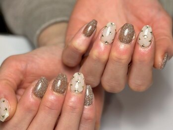 ブラウンラメ/キルティング風