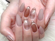 ローブセカンド(L'aube 2nd)/ジェル◆くすみチェックネイル