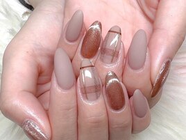 ジェル◆くすみチェックネイル