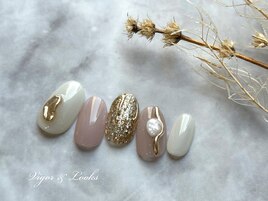 ピンク　ミラーネイル