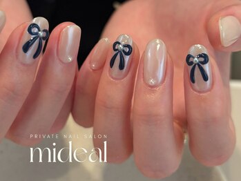 ミディール(mideal)/ぷっくりネイビーリボン