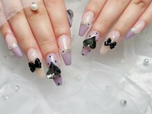 プティ アイビューティ 京橋店(peTiT eyebeauty)/ハート　リボン　ワンホンネイル