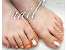 シキ(SIKI)/ミラー×オレンジ夏フットネイル