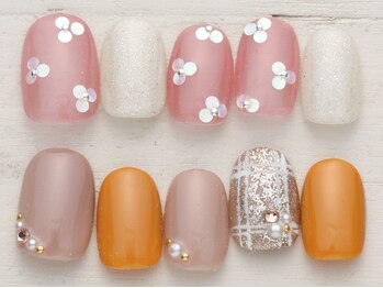 ノーネイル アゲオ イオンモール上尾(NO NAIL AGEO)の写真/初心者さん大歓迎!ニュアンスなら"NONAIL"新作9/1~ホロフラワー×まろみ秋カラー×チェック¥4990♪上尾駅