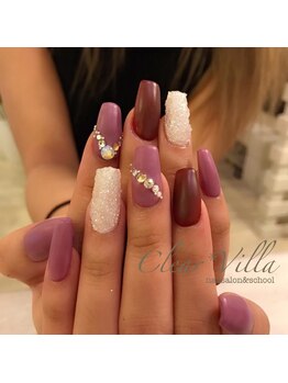 ネイルサロンクリアヴィラ(nail salon clear villa)/ボルドー×ストーン