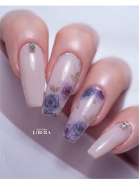 水彩薔薇ネイル