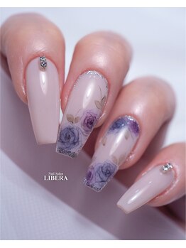 水彩薔薇ネイル