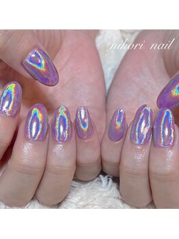 ニコリネイル(nikori nail)/ピンク×オーロラミラー