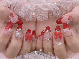 赤 ガーリーネイル