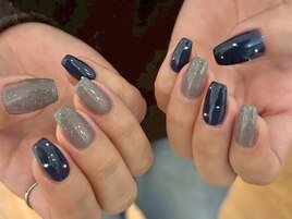 シルバーパーツネイル ネイビー
