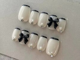 フレンチ リボン　クリア パール