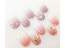 ネイルサロン クイール 小山店(NAIL SALON QUILL)/カラーグラデ+ラメライン+結晶