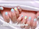 ブルーグラデーションネイル