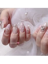 ミミ ネイル(mimi nail)/ツイード　ピンクデザイン