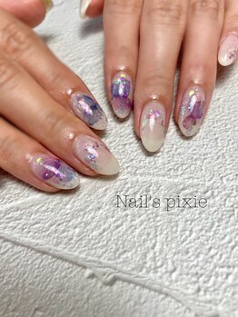 アンドエミニー エン ラボーテ(& EMINY 艶 la beaute)/持ち込みデザイン★梅雨花ネイル