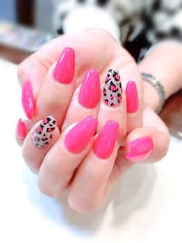 ハーティーネイル hearty nail 溝の口店/ショッキングピンクネイル