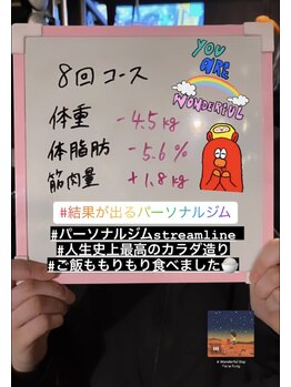 パーソナルジム ストリームライン(Streamline)/8回コース終了のお客様♪