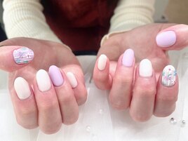 春ネイル*マット*手描きフラワー
