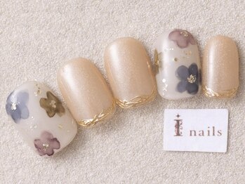 アイネイルズ 三宮店(I nails)/インクくすみフラワー