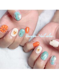 立体夏ネイル