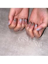 ジゼルネイル(Gisele Nail)/ブルーグレー&キラキラグラデ
