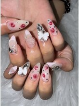 フラワーズネイル(flowers nail)/キラキラ薔薇ネイル