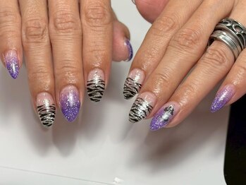ゼブラ柄/パープル/ラメグラ