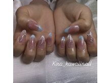 キラ カワイイ ネイル(Kira kawaii nail)の雰囲気（ピンク×水色ネイル♪フレンチネイル）