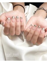 ヒールネイル(heal nail)/silverミラーfrench×ドット～