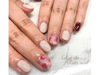 サロンドルリネイル(salon de Ruri nail)/ボルドーニュアンスアート♪