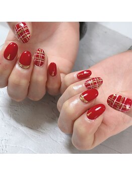 ブラン(blanc)/ミラーチェックネイル