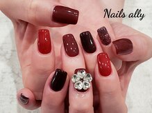ネイルズアリー 立川店(Nails ally)/ビジュー×フラワー×スクエア