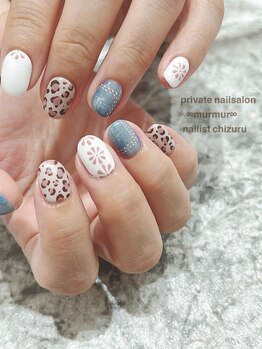 プライベート ネイルサロン マーマ(murmur)/レオパード×デニムネイル