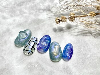 ヴィガー アンド ルックス 白金 目黒(Vigor&Looks)/クリアネイル　水色　寒色　夏