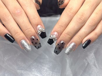 黒/ドット/シルバーラメ