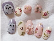 ネイルサロン ロゼプリュムの雰囲気（手描き、3Dアートの１０周年を記念する限定ネイル。手足同時もOK）