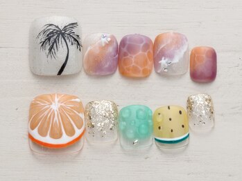 ネイルミックス イオンモール水戸内原店(Nail Mix)の写真/フットネイルはオフ無料5990円!毎月新作デザイン♪ニュアンス~かわいいまでお任せ下さい☆/水戸内原
